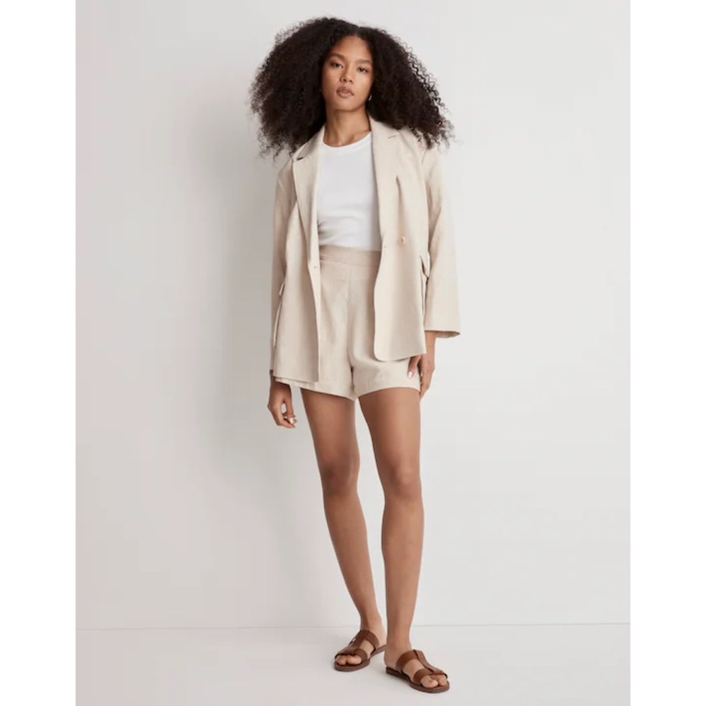 Madewell Clean Pull-On Shorts in Linen-Cotton - Size Medium